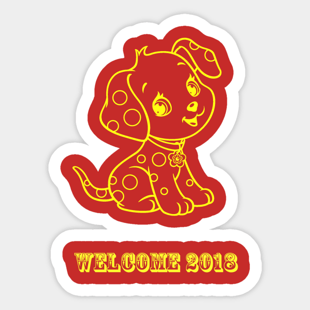 Welcome 2018 Doggie T-Shirt Sticker by wny2017